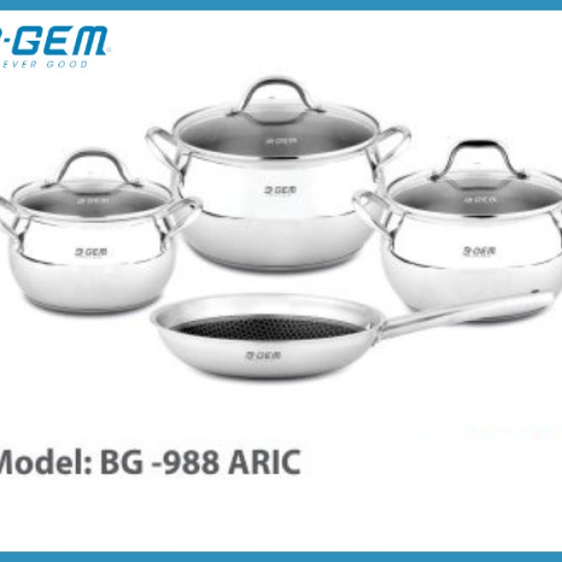 BỘ NỒI CHẢO BELLY BLACK CUBE 7 MÓN CAO CẤP KIỂM ĐỊNH TUV B-GEM BG-988ARIC