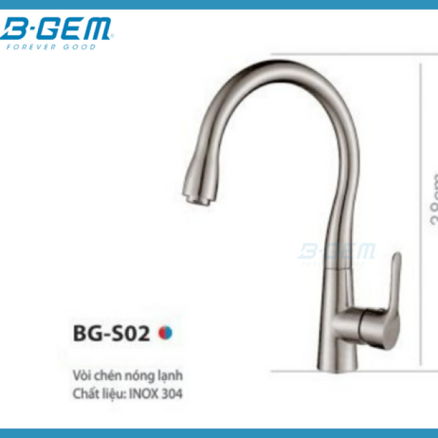 VÒI CHÉN SUS304 INOX MỜ DÁNG CỔ ĐIỂN B-GEM BG-S02